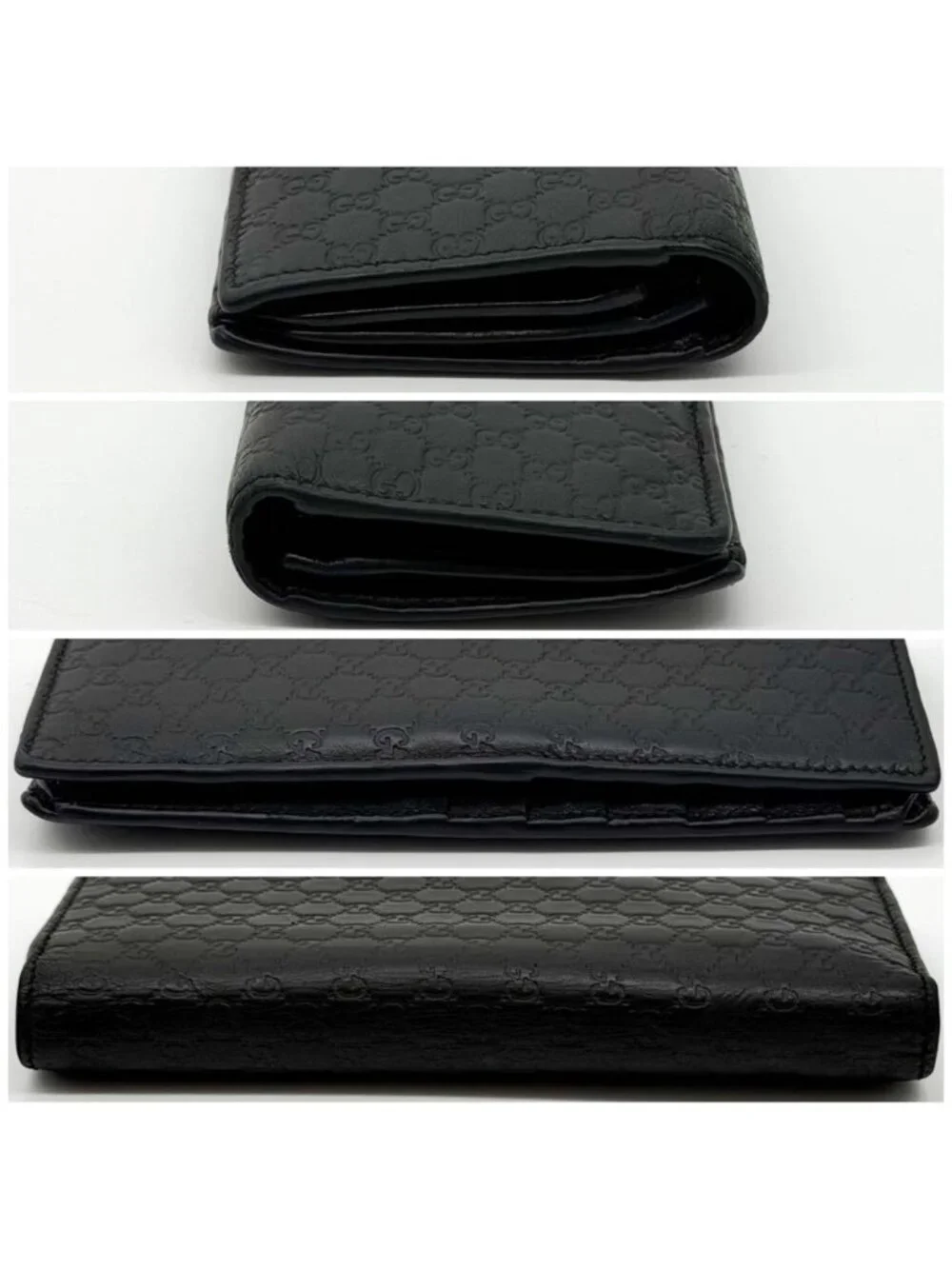 Gucci Micro Guccissima GG Bifold Wallet Black Leather